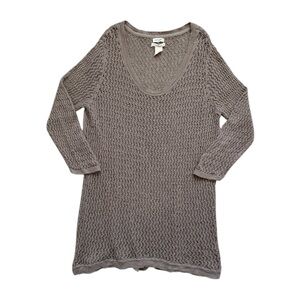 Vintage Y2K Ruff Hewn Crochet Open Knit Boho Taupe Sweater Size XL